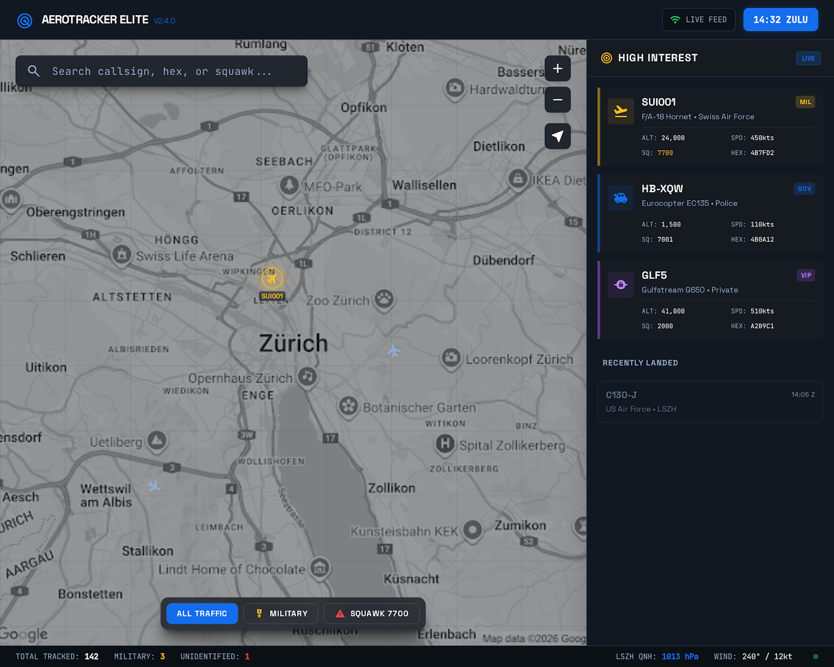 ADS-B rare aircraft tracker